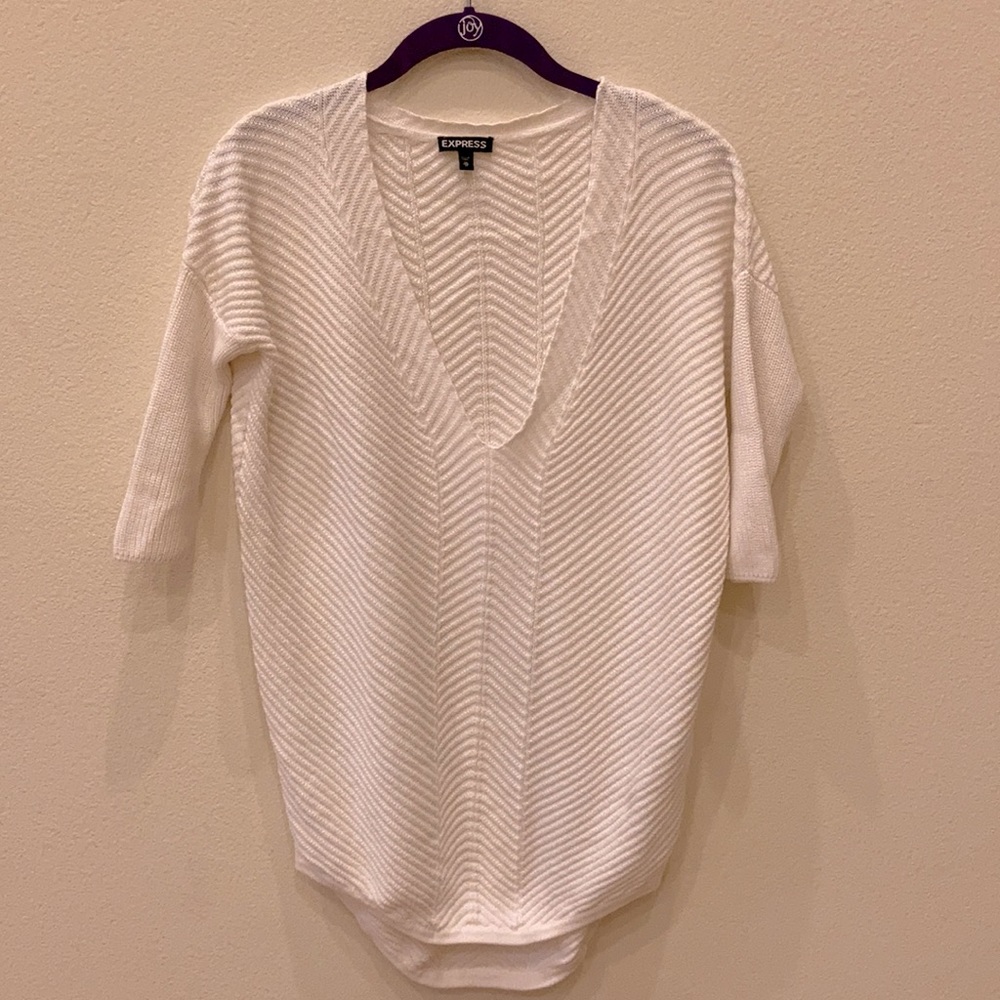 Express V-Neck Short Sleeve Sweater XS